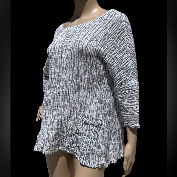 Great Cavalier by St.Paul 100% Ramie Gauzy Seer Sucker Coastal Top Women Size XL - Picture 3 of 10